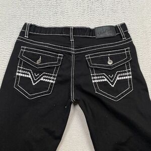 True Luck Straight Jeans Men's 32x32 Black With White Thick stitch